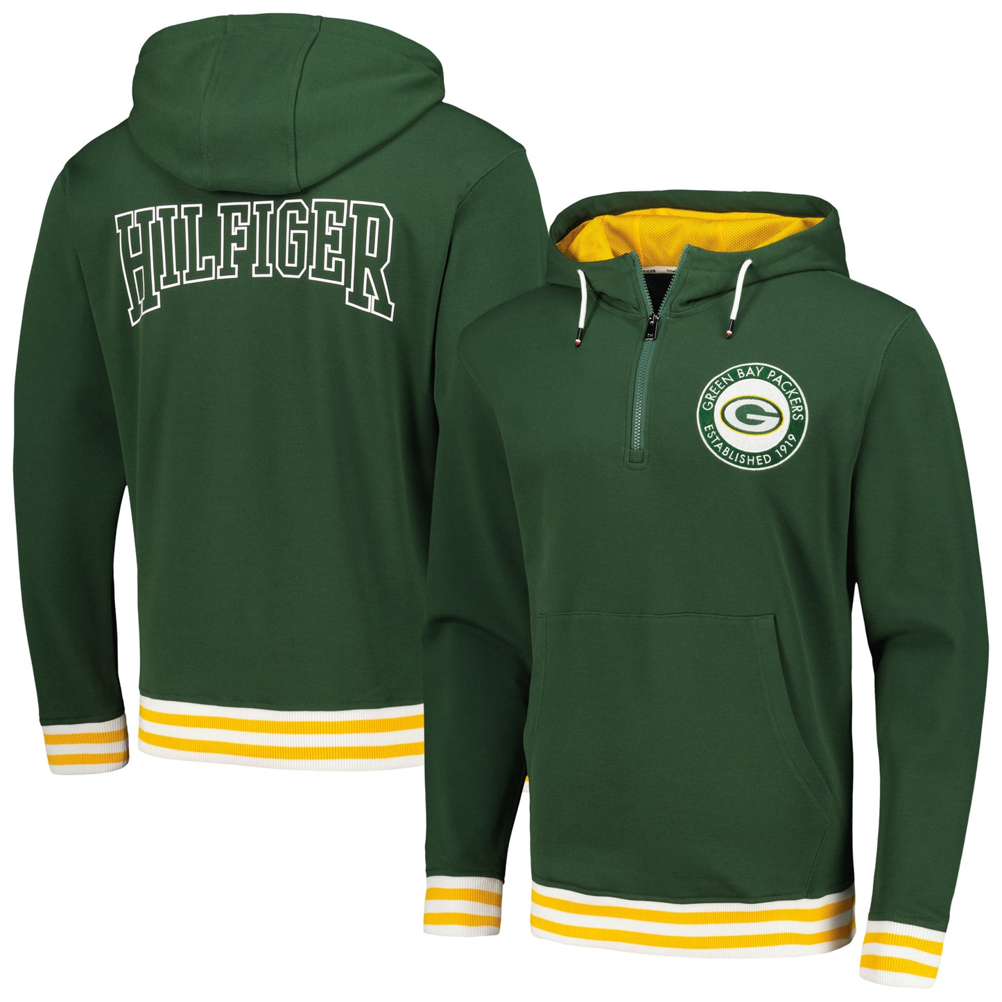 Men's Tommy Hilfiger Green Green Bay Packers Aaron Quarter-Zip Hoodie