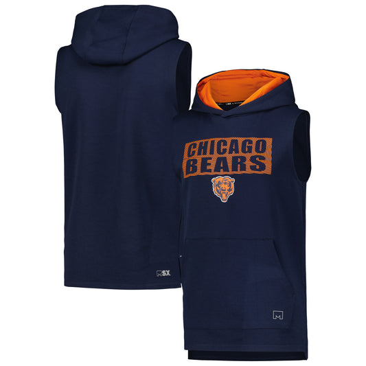 Men's MSX by Michael Strahan Navy Chicago Bears Marathon Sleeveless Pullover Hoodie