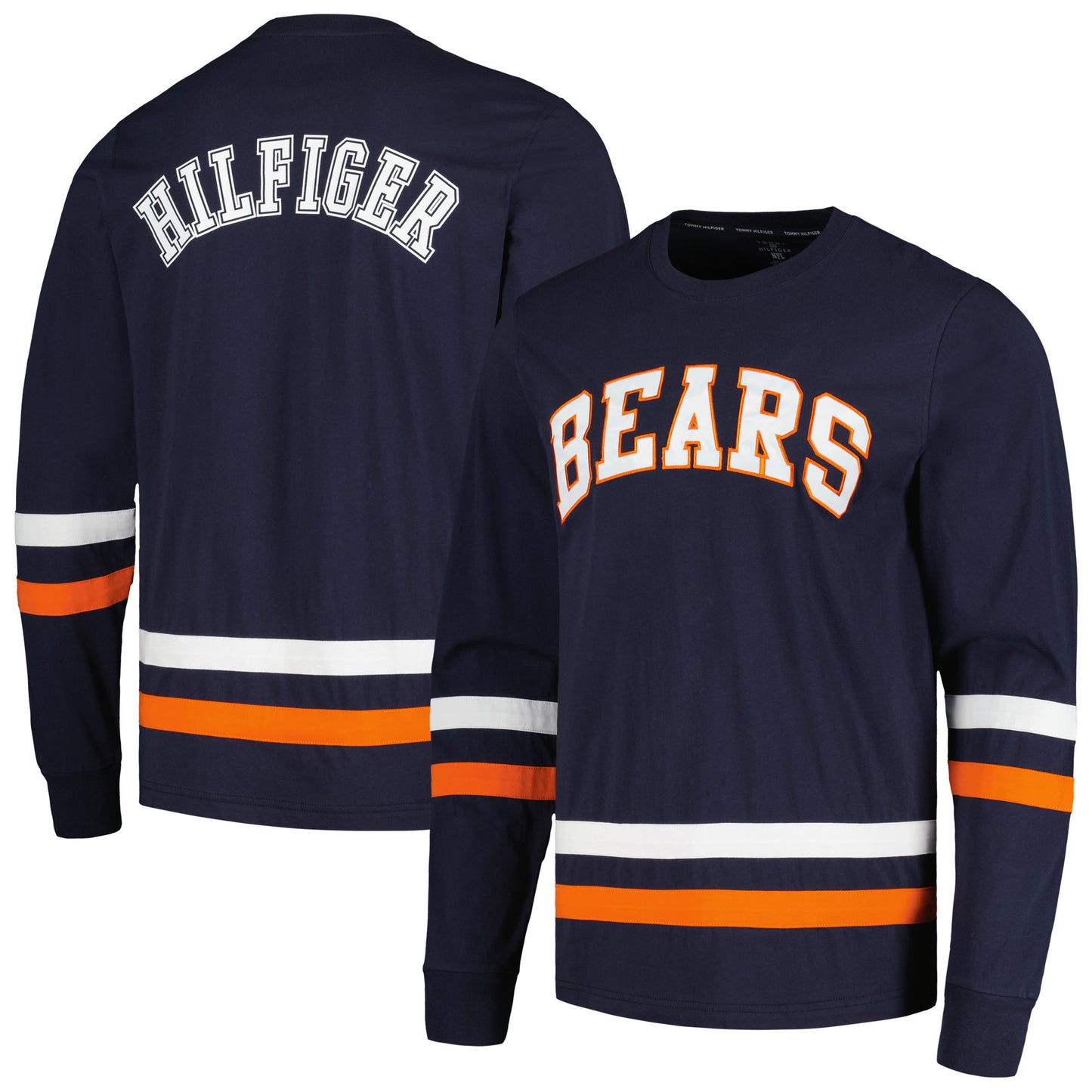 Men's Tommy Hilfiger Navy/Orange Chicago Bears Nolan Long Sleeve T-Shirt