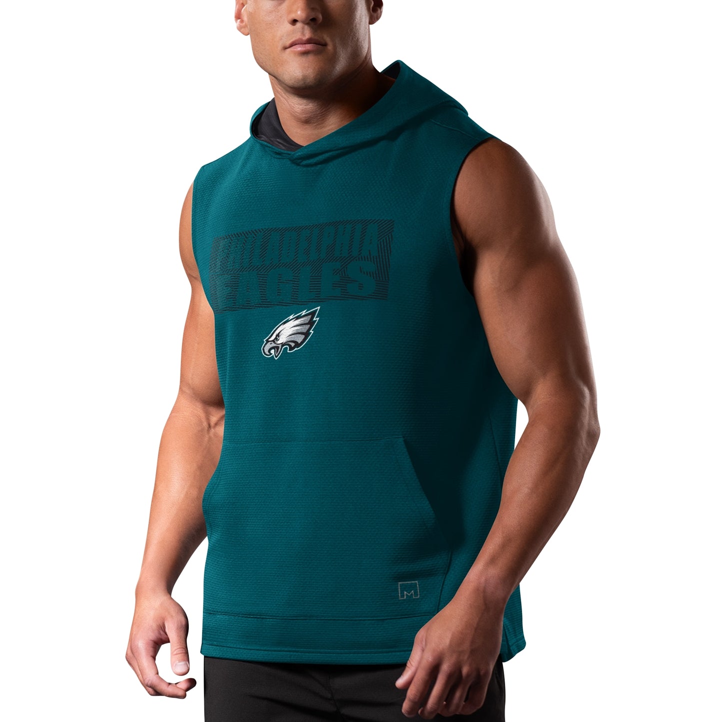 Men's MSX by Michael Strahan Midnight Green Philadelphia Eagles Marathon Sleeveless Pullover Hoodie