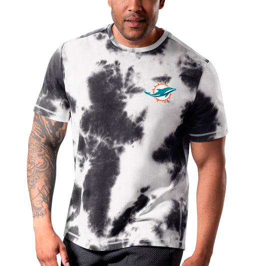 Men's MSX by Michael Strahan Black Miami Dolphins Freestyle Tie-Dye T-Shirt