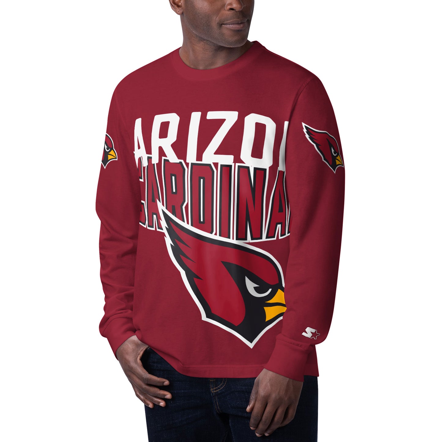 Men's Starter Cardinal Arizona Cardinals Clutch Hit Long Sleeve T-Shirt