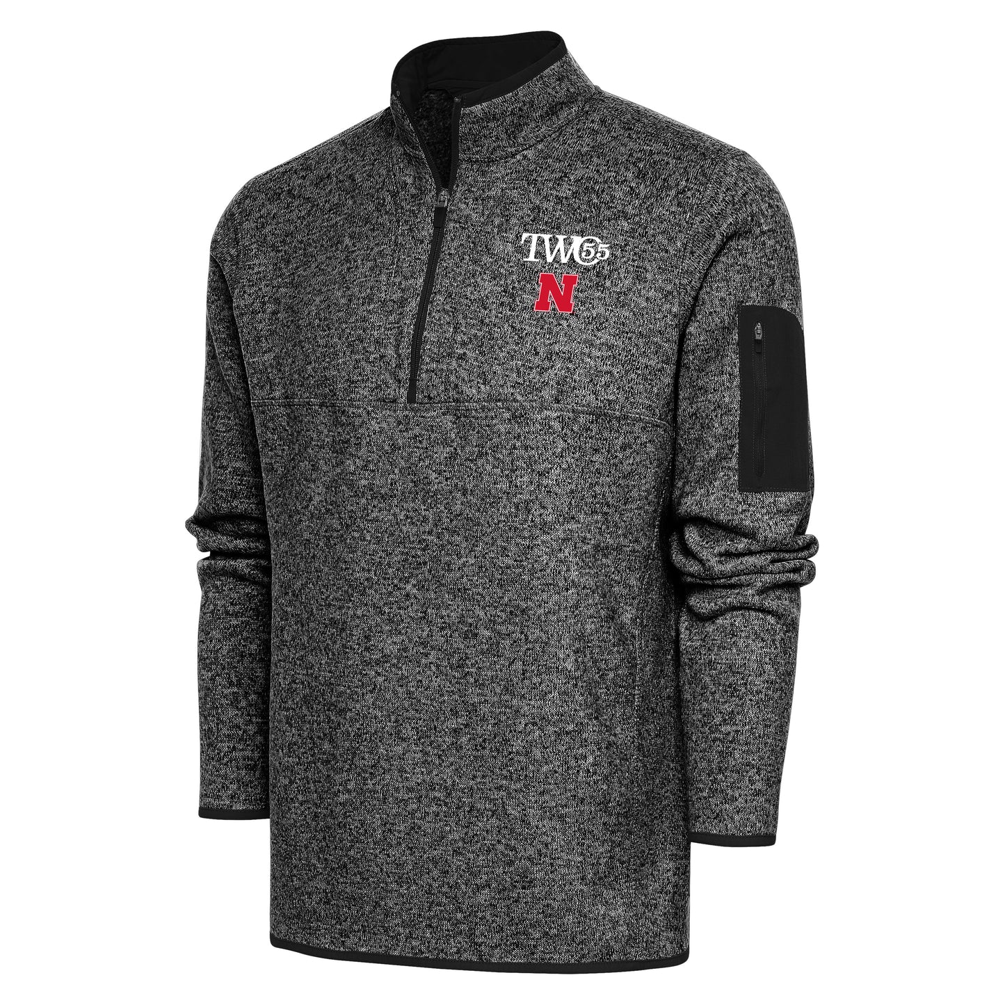 Men's Antigua  Heather Black Nebraska Huskers TWO55 Big & Tall Fortune Half-Zip Pullover Jacket