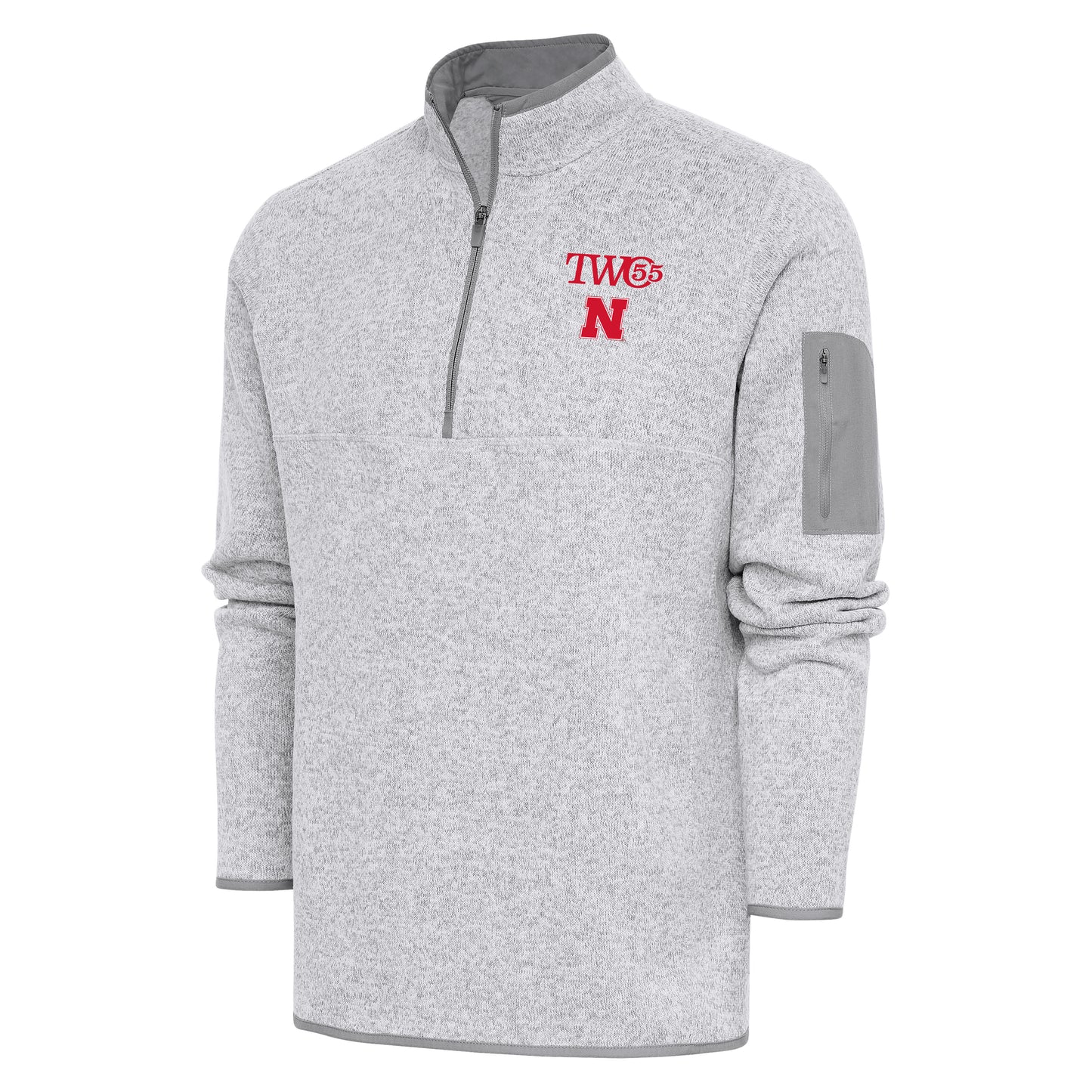 Men's Antigua  Heather Gray Nebraska Huskers TWO55 Fortune Half-Zip Pullover Jacket