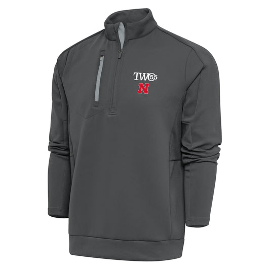 Men's Antigua  Charcoal/Silver Nebraska Huskers TWO55 Generation Half-Zip Pullover Top