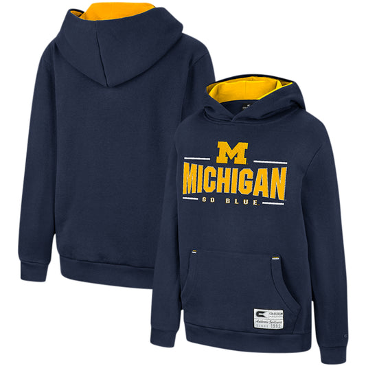 Youth Colosseum Navy Michigan Wolverines Lead Guitarists Pullover Hoodie