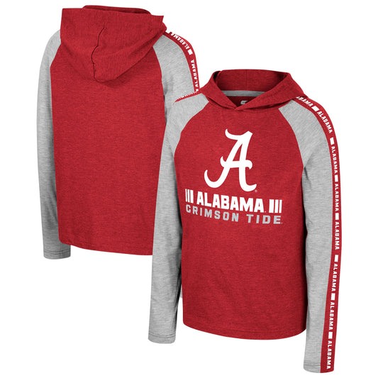 Youth Colosseum Crimson Alabama Crimson Tide Ned Raglan Long Sleeve Hooded T-Shirt