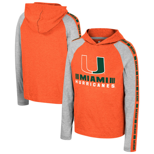 Youth Colosseum Orange Miami Hurricanes Ned Raglan Long Sleeve Hooded T-Shirt