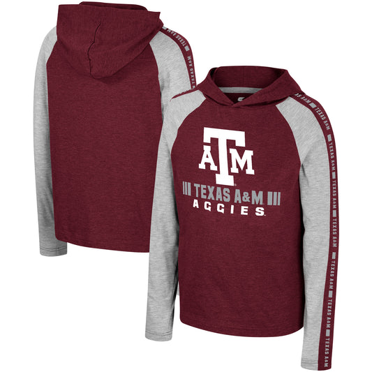 Youth Colosseum Maroon Texas A&M Aggies Ned Raglan Long Sleeve Hooded T-Shirt