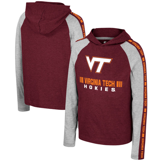 Youth Colosseum Maroon Virginia Tech Hokies Ned Raglan Long Sleeve Hooded T-Shirt