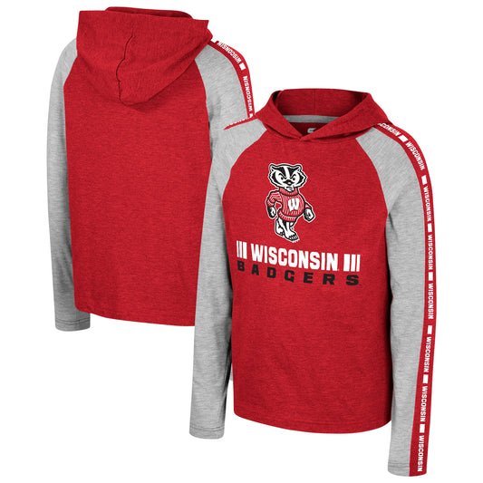 Youth Colosseum Red Wisconsin Badgers Ned Raglan Long Sleeve Hooded T-Shirt