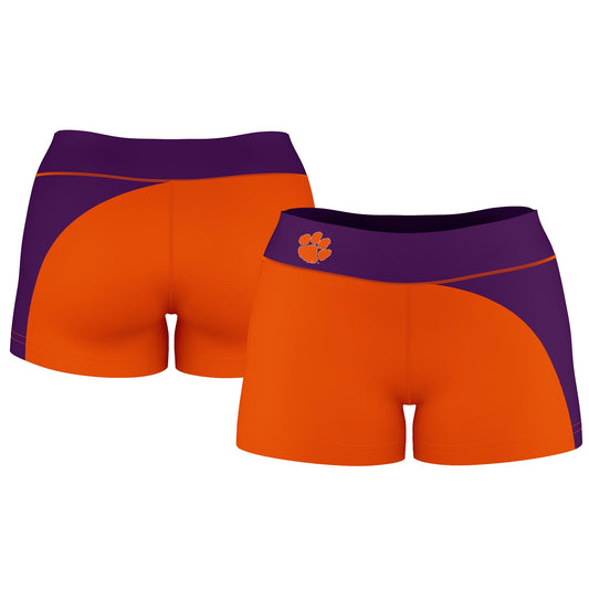 Women's Vive La Fete  Orange/Purple Clemson Tigers Plus Size Curve Side Shorts