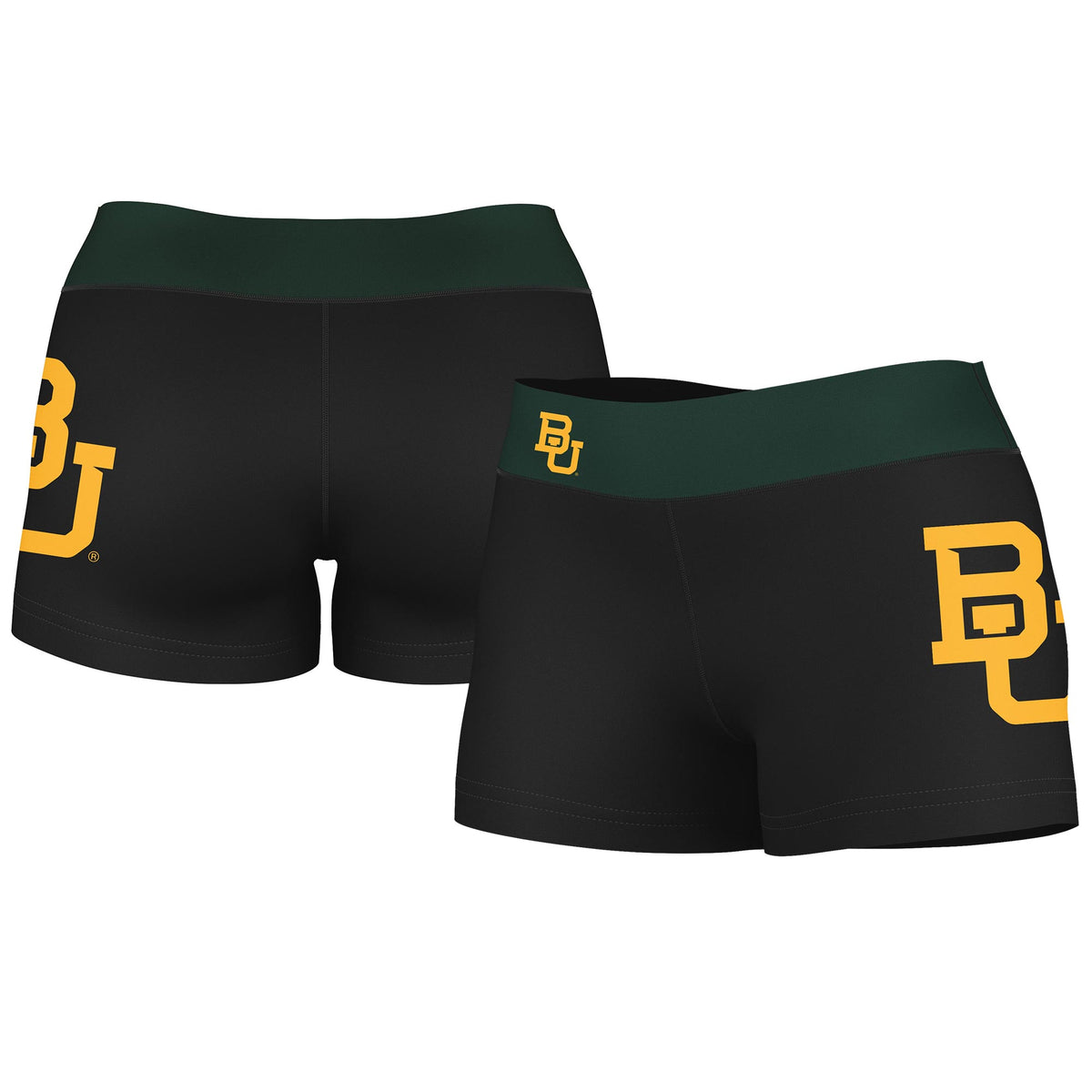 Women's Vive La Fete  Black/Green Baylor Bears Plus Size Side Logo Solid Shorts
