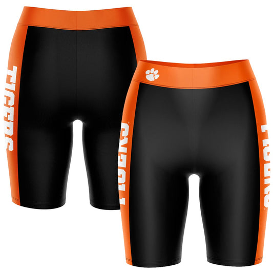 Women's Vive La Fete  Black/Orange Clemson Tigers Stripe Design Bike Shorts