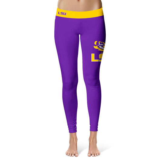 Women's Vive La Fete  Purple/Gold LSU Tigers Solid Design Yoga Leggings