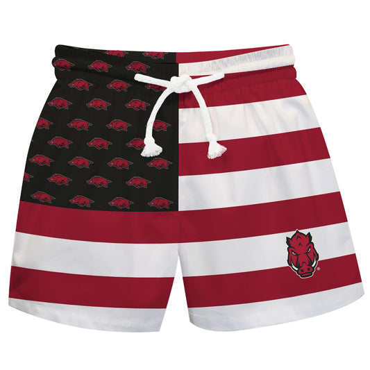 Toddler Vive La Fete  Cardinal/Black Arkansas Razorbacks Flag Swim Trunks