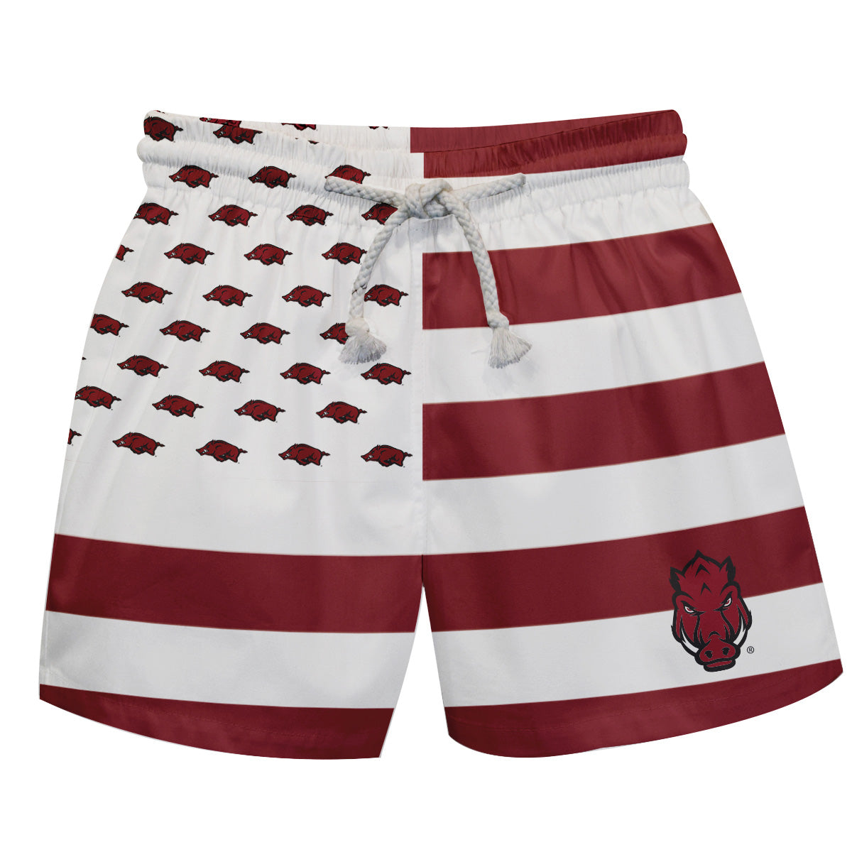 Toddler Vive La Fete  Cardinal/White Arkansas Razorbacks Flag Swim Trunks