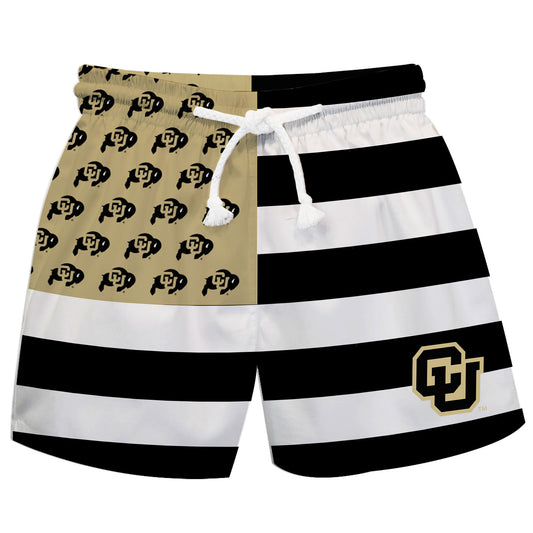 Toddler Vive La Fete  Black/Gold Colorado Buffaloes Flag Swim Trunks