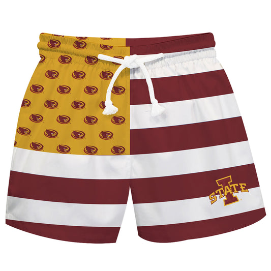 Toddler Vive La Fete  Maroon/Gold Iowa State Cyclones Flag Swim Trunks