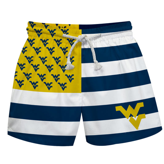 Toddler Vive La Fete Navy/Gold West Virginia Mountaineers Flag Swim Trunks