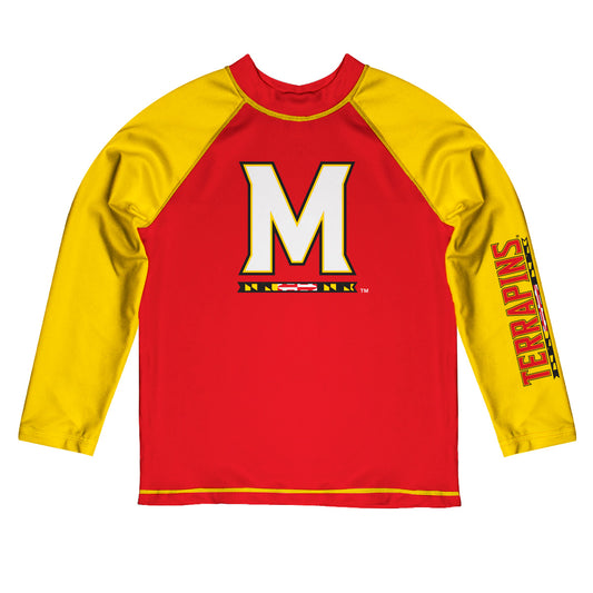 Youth Vive La Fete  Red/Yellow Maryland Terrapins Solid Contrast Contrast Rash Guard