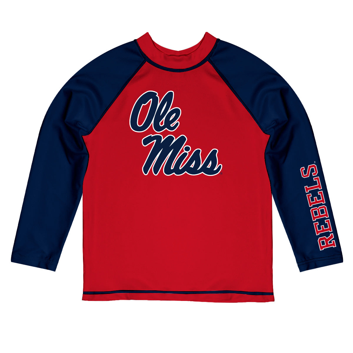 Youth Vive La Fete  Red/Navy Ole Miss Rebels Solid Contrast Contrast Rash Guard