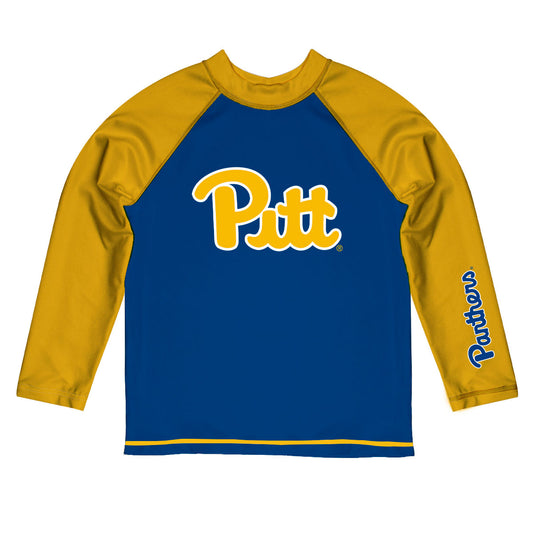 Youth Vive La Fete  Blue/Gold Pitt Panthers Solid Contrast Contrast Rash Guard