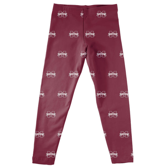 Toddler Girls Vive La Fete  Maroon Mississippi State Bulldogs All Over Print Leggings