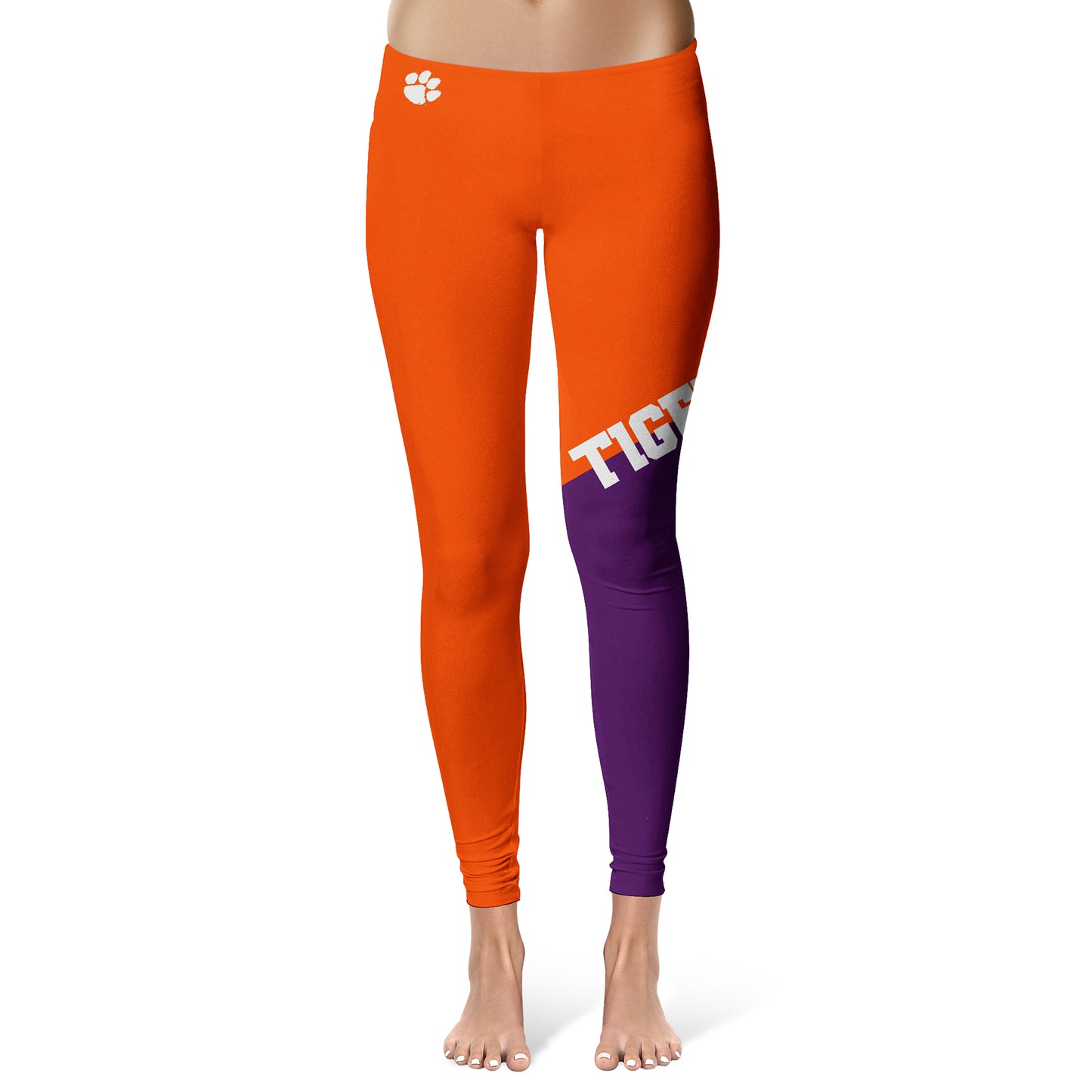 Women's Vive La Fete  Orange/Purple Clemson Tigers Plus Size Color Block Yoga Leggings