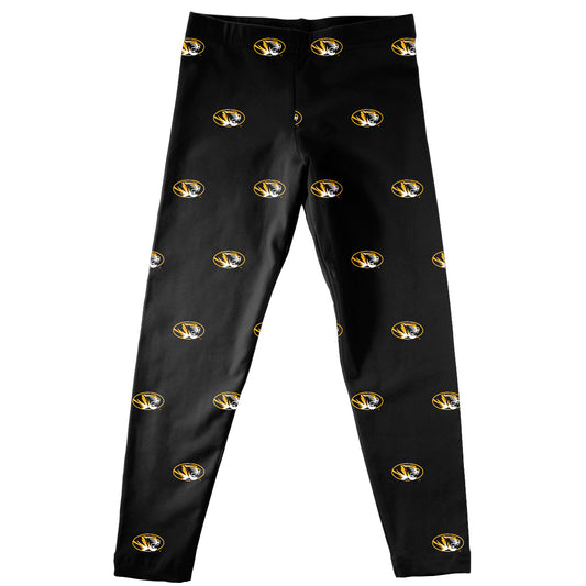 Youth Girls Vive La Fete  Black Missouri Tigers All Over Print Leggings