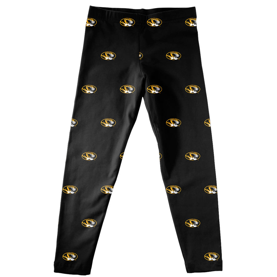 Youth Girls Vive La Fete  Black Missouri Tigers All Over Print Leggings