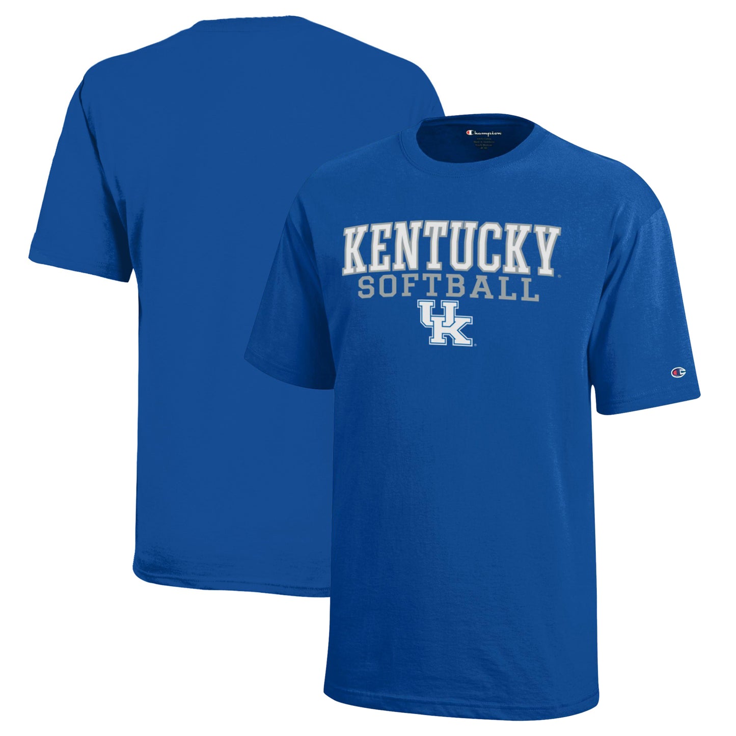 Youth Champion  Royal Kentucky Wildcats Stacked Logo Softball T-Shirt