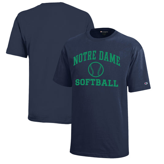 Youth Champion  Navy Notre Dame Fighting Irish Icon Logo Softball T-Shirt