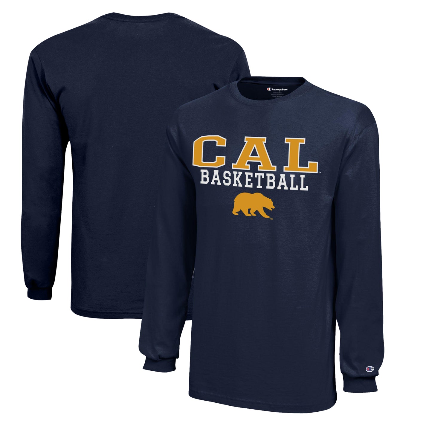 Youth Champion  Navy Cal Bears Stacked Logo Long Sleeve Basketball T-Shirt