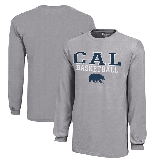 Youth Champion  Gray Cal Bears Stacked Logo Long Sleeve Basketball T-Shirt