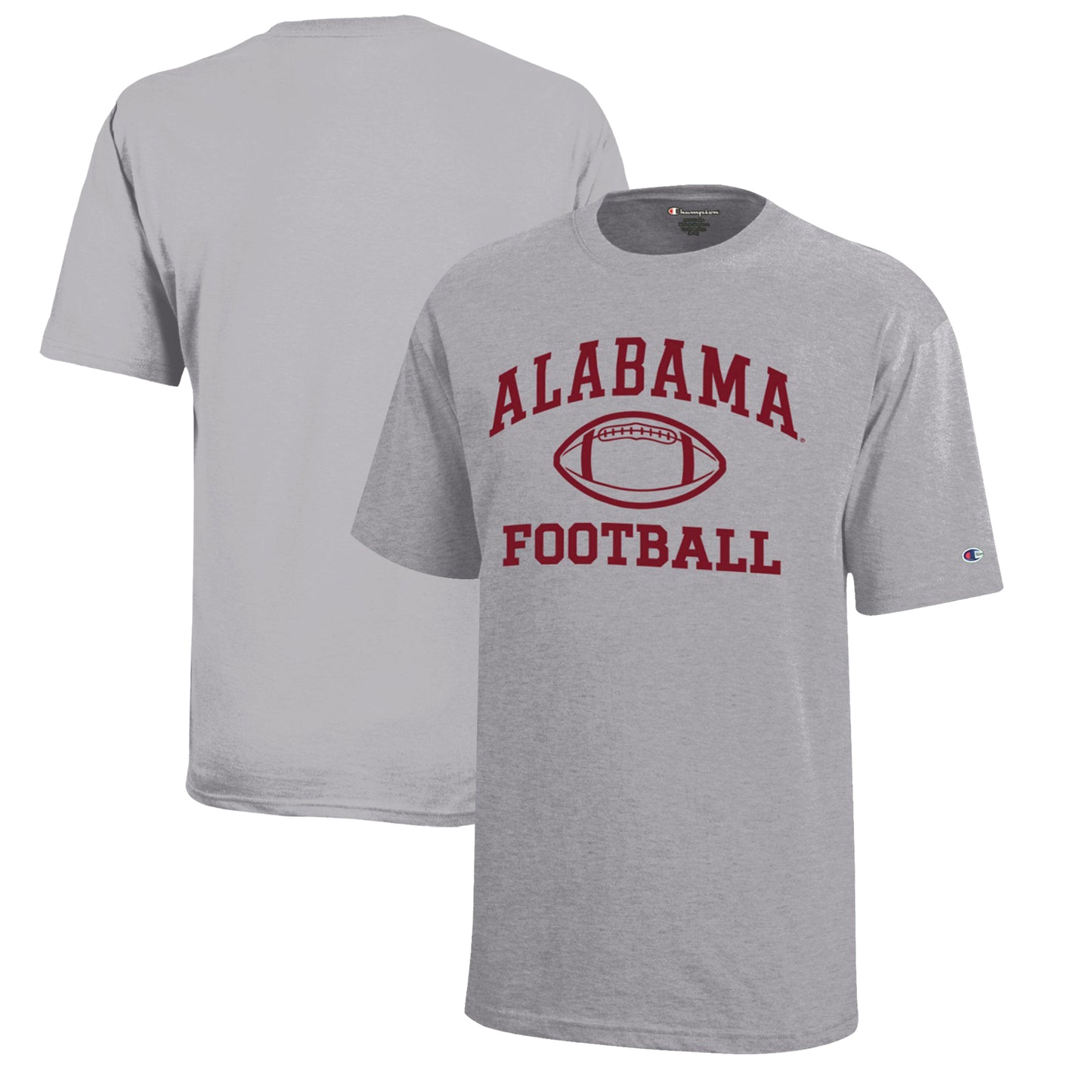 Youth Champion  Gray Alabama Crimson Tide Icon Logo Football T-Shirt