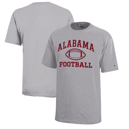 Youth Champion  Gray Alabama Crimson Tide Icon Logo Football T-Shirt