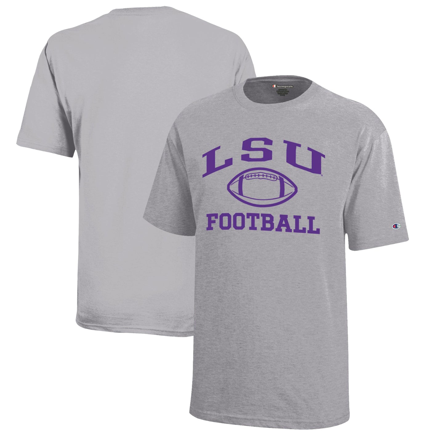 Youth Champion  Gray LSU Tigers Icon Logo Football T-Shirt