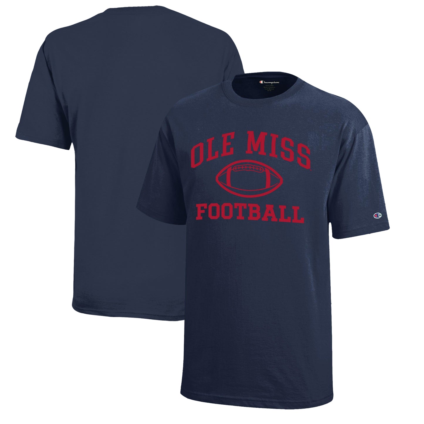 Youth Champion  Navy Ole Miss Rebels Icon Logo Football T-Shirt