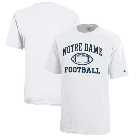 Youth Champion  White Notre Dame Fighting Irish Icon Logo Football T-Shirt