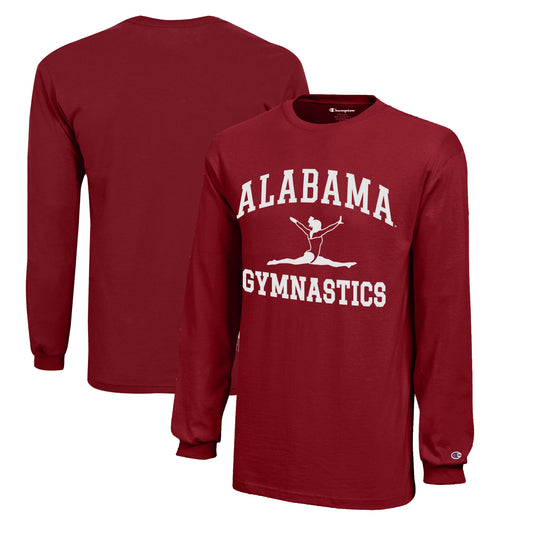 Youth Champion Crimson Alabama Crimson Tide Icon Logo Long Sleeve Gymnastics T-Shirt