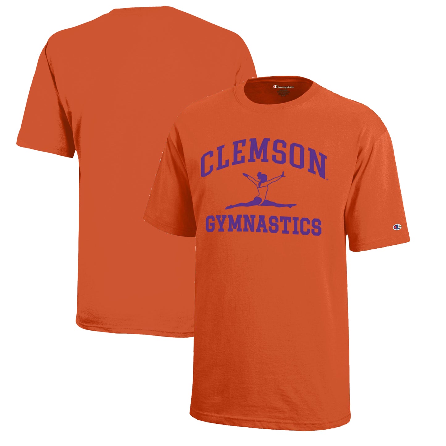 Youth Champion  Orange Clemson Tigers Icon Logo Gymnastics T-Shirt