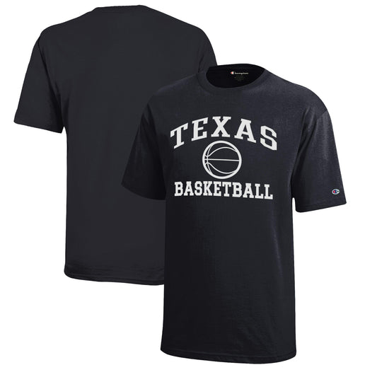 Youth Champion  Black Texas Longhorns Icon Logo Basketball T-Shirt