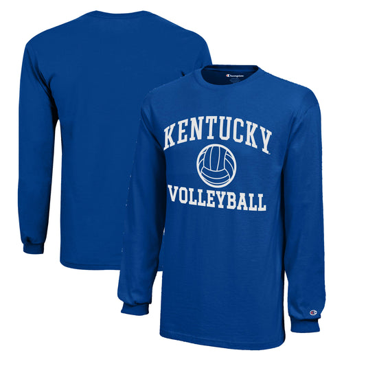 Youth Champion  Royal Kentucky Wildcats Icon Logo Long Sleeve Volleyball T-Shirt