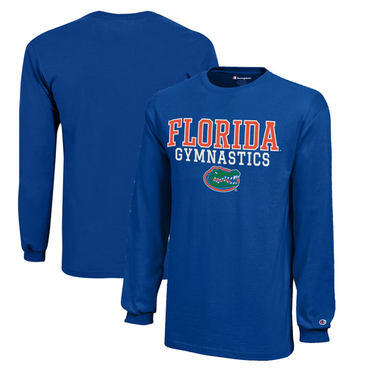 Youth Champion  Royal Florida Gators Stacked Logo Long Sleeve Gymnastics Jersey T-Shirt