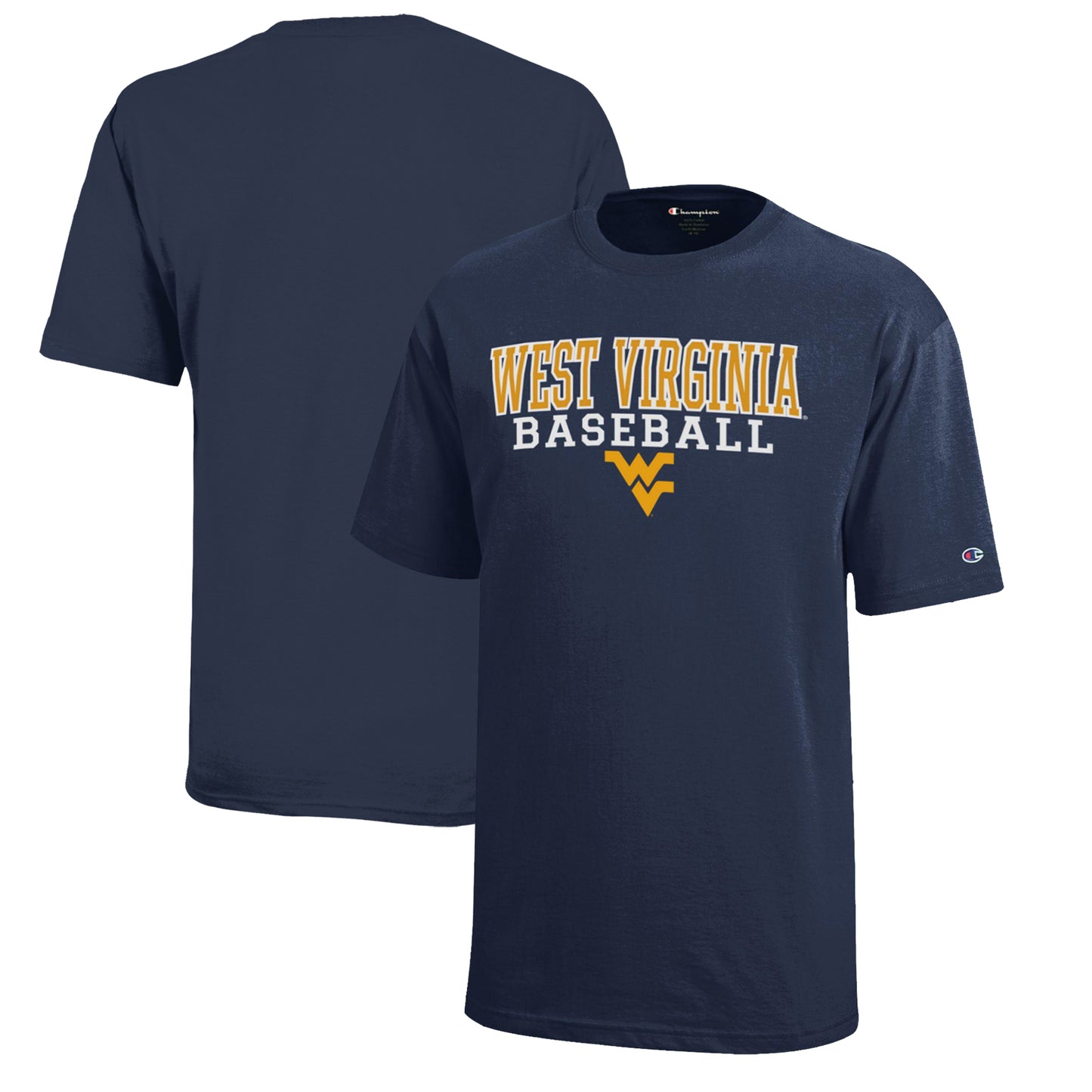 Youth Champion  Navy West Virginia Mountaineers Stacked Logo Baseball T-Shirt