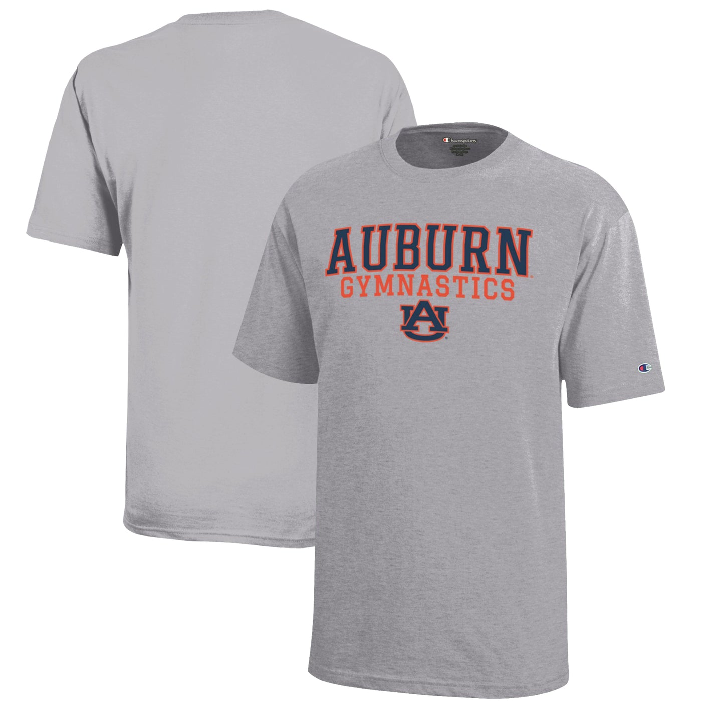 Youth Champion  Gray Auburn Tigers Stacked Logo Gymnastics T-Shirt