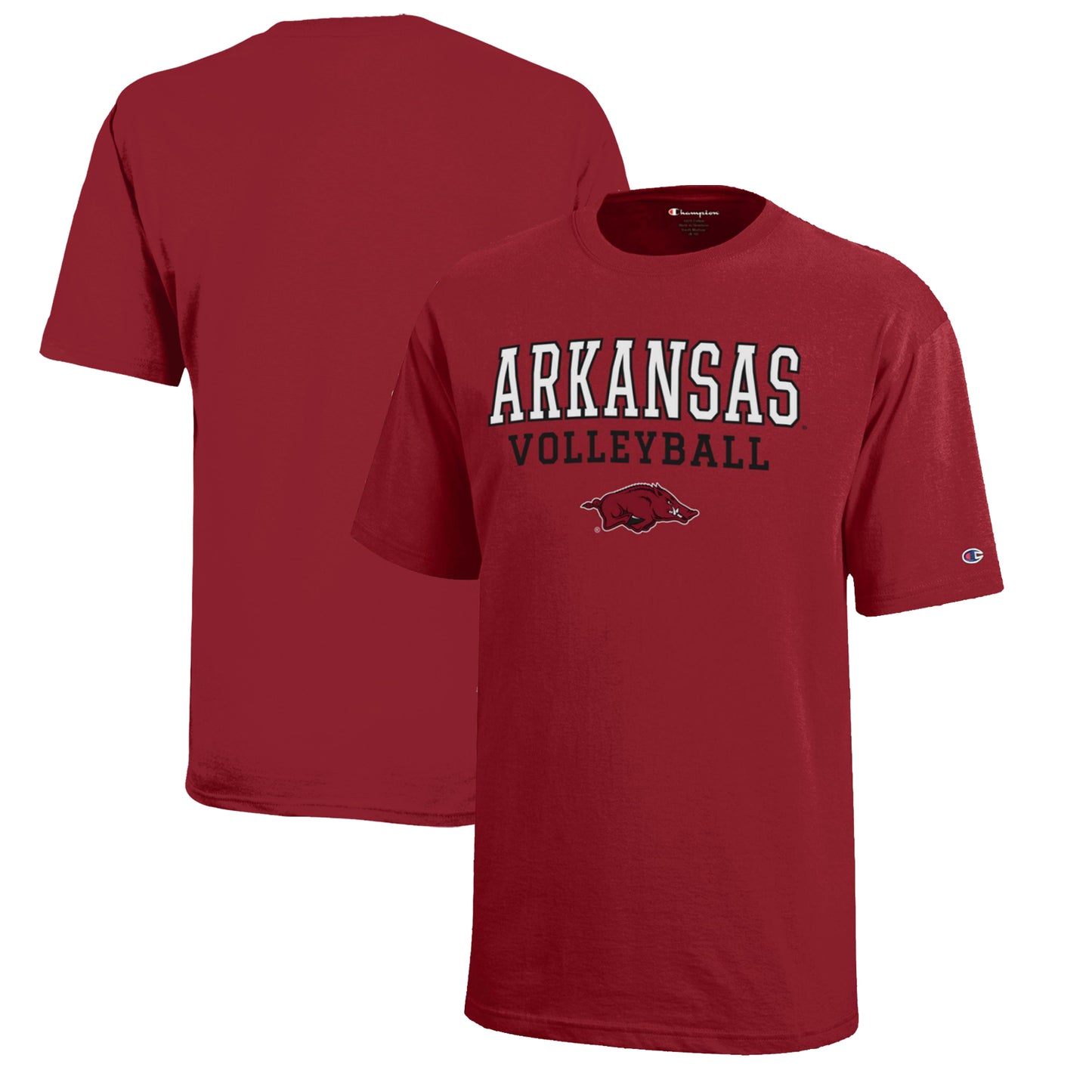 Youth Champion  Cardinal Arkansas Razorbacks Stacked Logo Volleyball T-Shirt