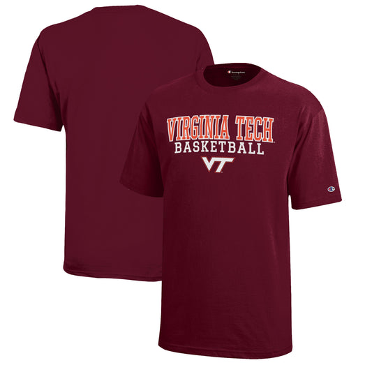 Youth Champion  Maroon Virginia Tech Hokies Stacked Logo Basketball T-Shirt