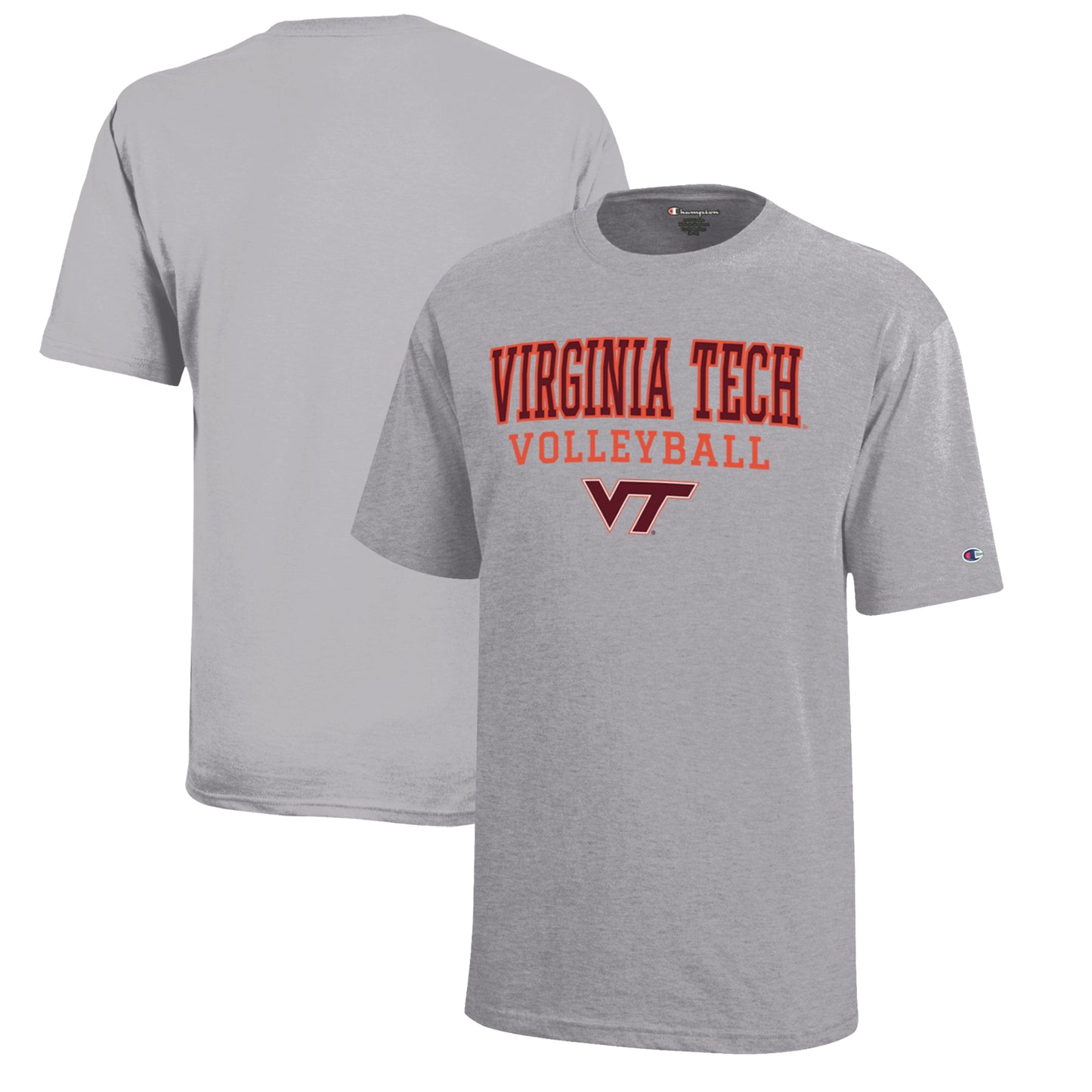 Youth Champion  Gray Virginia Tech Hokies Stacked Logo Volleyball T-Shirt